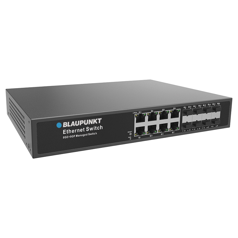 Svič upravljivi gigabitni 8-porta + 8 optička porta BLAUPUNKT BP-SWM8G8F01